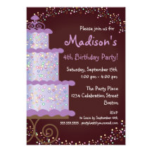Invitation douce de fête d'anniversaire de gâteau 