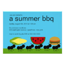 Invitation drôle de coup de BBQ d'été de FOURMIS