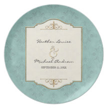 Invitation élégant formel classique d'or et de mar assiette