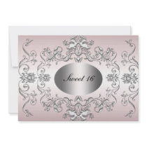 Invitation élégante argentée rose du bonbon 16