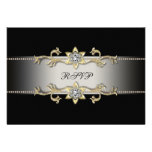 Invitation élégante de bat mitzvah de noir et d'or