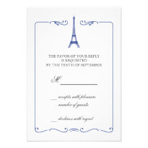 Invitation élégante de carte de Tour Eiffel RSVP