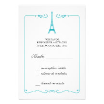 Invitation élégante de carte de Tour Eiffel RSVP