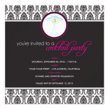Invitation élégante de cocktail de damassé (fuschi