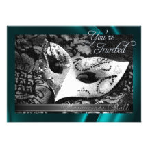 Invitation en soie turquoise vintage de boule de m