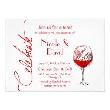 invitation en verre de partie de fiançailles de vi
