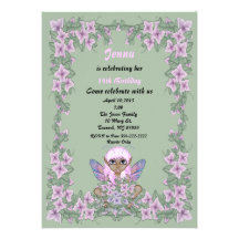 Invitation féerique de fête d'anniversaire de fleu