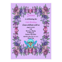 Invitation féerique de fête d'anniversaire de fleu