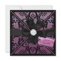 Invitation floral de dentelle avec l'arc de diaman