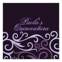Invitation florale pourpre de Quinceañera de remou