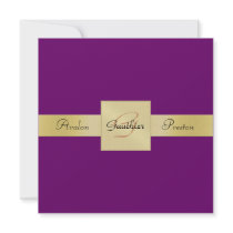 Invitation formelle d'or de prune de monogramme po