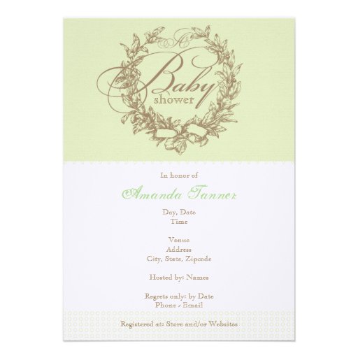 Invitation française de baby shower - vert