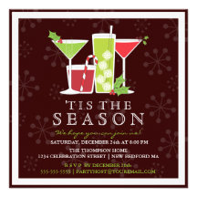 Invitation gaie de cocktail de Noël de houx