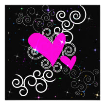 Invitation gothique d'anniversaire de coeurs de sc