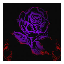 Invitation gothique d'anniversaire de rose de pour