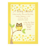 Invitation jaune de baby shower de hibou