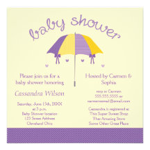 Invitation jaune pourpre de baby shower doux de pa
