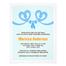 Invitation jumelle de baby shower de garçons avec 