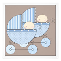 Invitation jumelle douce de baby shower de chariot