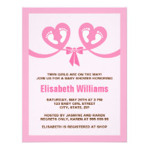 Invitation jumelle rose moderne de baby shower de 