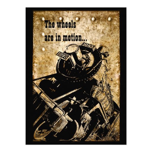 Invitation locomotive grunge de partie