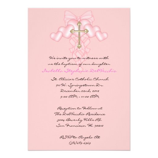 Invitation MIGNON rose de communion/baptême