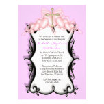 invitation MIGNON rose de communion/baptême