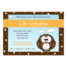 Invitation mignonne de baby shower de hibou