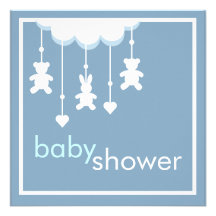 Invitation mobile bleue de baby shower de bébé dou