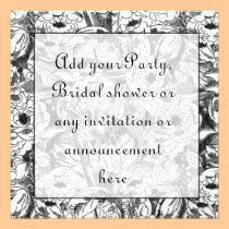 Invitation multi florale noire et blanche de but invitations