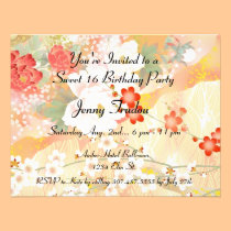 Invitation multi florale orientale d'anniversaire  invitations
