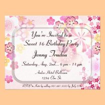 Invitation multi florale orientale d'anniversaire  invitations