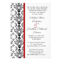 Invitation noir et blanc de mariage damassé