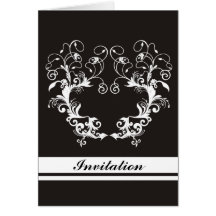 Invitation - noir floral de cadre carte de vœux