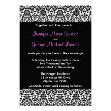 Invitation noire/blanche/pourpre de mariage damass