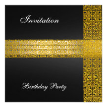 Invitation noire de fête d'anniversaire d'or