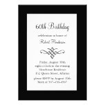 Invitation noire et blanche d'anniversaire