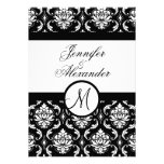 Invitation noire et blanche de damassé de monogram