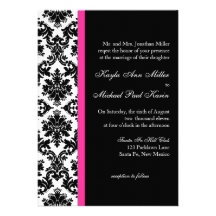 Invitation noire et blanche de mariage damassé