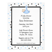 Invitation noire et bleue de douche de bébé de poi