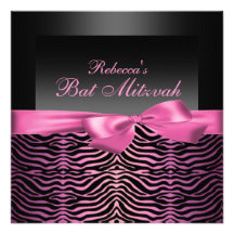 Invitation noire et rose d'anniversaire de bat mit