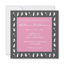 Invitation noire et rose de choses de bébé