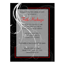 Invitation noire et rouge de remous de wedding sho cartes postales