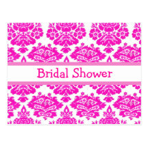 invitation nuptiale de douche, damassé rose cartes postales