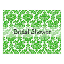 invitation nuptiale de douche, damassé verte cartes postales