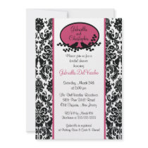 Invitation nuptiale de douche de damassé rose