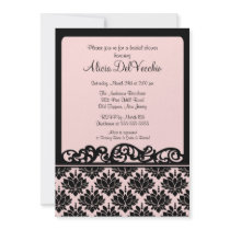 Invitation nuptiale de douche de damassé rose et n