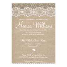 Invitation nuptiale de douche de dentelle de toile