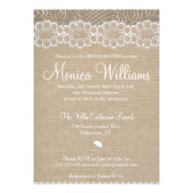 Invitation nuptiale de douche de dentelle de toile