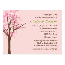Invitation nuptiale de douche de fleurs de cerisie carte postale